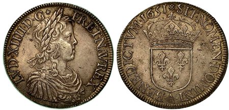 FRANCIA. Louis XIV, 1643-1715., Ecu 1651 A.