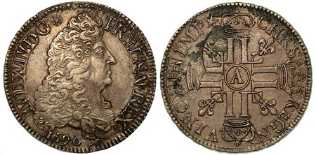 FRANCIA. Louis XIV, 1643-1715., Ecu 1690 A.