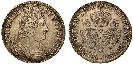 FRANCIA. Louis XIV, 1643-1715., Ecu 1709 T.