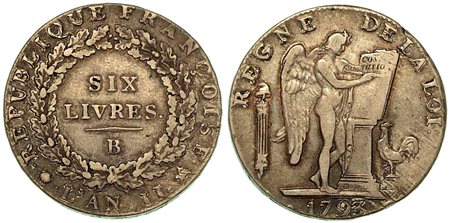 FRANCIA-CONVENTION, 1792-1795., 6 Livres 1793B.