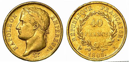 FRANCIA. Napoleon I, 1801-1815., 40 Francs 1808, zecca di Parigi.