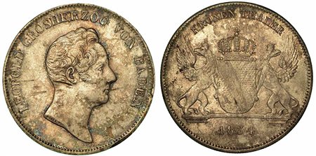 GERMANIA - BADEN. Karl Leopold Friedrich, 1830-1852., Kronenthaler 1834.