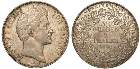 GERMANIA - BAVIERA. Ludwig I, 1825 - 1848. 2, Thaler 1840.