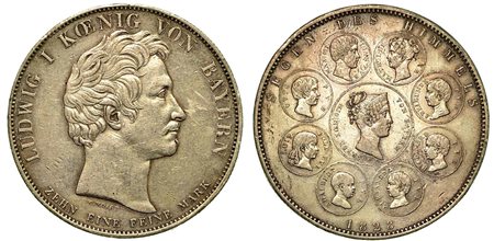 GERMANIA - BAVIERA. Ludwig I, 1825 - 1848., Thaler 1828.