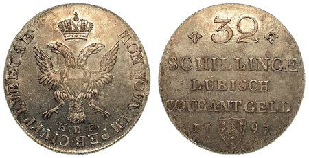 GERMANIA - LUBECK. Friedrich II, 1756-1785., 32 Schilling 1797.