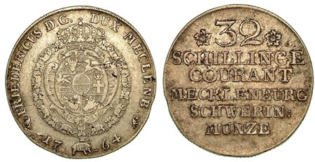 GERMANIA - MECKLENBURG - SCHWERIN Friedrich II, 1756-1785., 32 Schilling 1764.