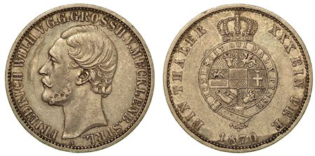 GERMANIA - MECKLEMBURG-SCHWERIN. Friedrich Wilhelm, 1860-1904., Thaler 1870.