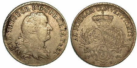 GERMANIA - PFALZ. Karl Theodor, 1743-1799., Thaler 1764.