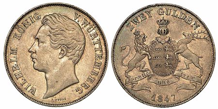 GERMANIA - WURTTEMBERG. Wilhelm I, 1816-1864., 2 Gulden 1847.