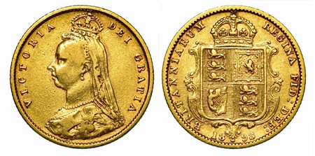 GRAN BRETAGNA. Victoria, 1837-1901., 1/2 Sovereign 1893, zecca di Melbourne.