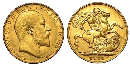 GRAN BRETAGNA. Edward VII, 1901-1910., Sovereign 1910, zecca di Ottawa.