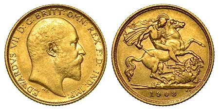 GRAN BRETAGNA. Edward VII, 1901-1910., 1/2 Sovereign 1908, zecca di Sydney.