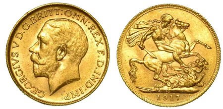 GRAN BRETAGNA. George V, 1910-1936., Sovereign 1917, zecca di Ottawa.