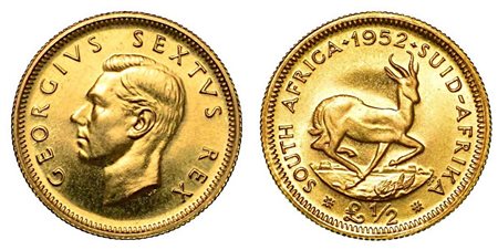 GRAN BRETAGNA. George VI, 1936-1952., 1/2 Sovereign 1952 (Sudafrica-Commonwealth).