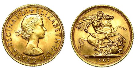 GRAN BRETAGNA. Elizabeth II, dal 1953., Sovereign 1967.