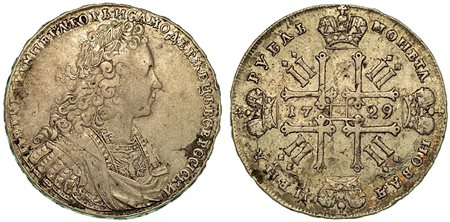 RUSSIA. Petr II, 1727-1730., Rublo 1729.