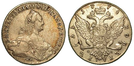 RUSSIA. Katerina II, 1762-1796., Rublo 1774.