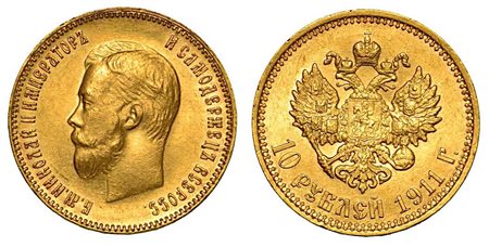 RUSSIA. Nikolaj II, 1894-1917., 10 Rubli 1911.