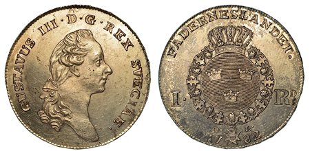 SVEZIA. Gustav III, 1771-1792., Riksdaler 1782.