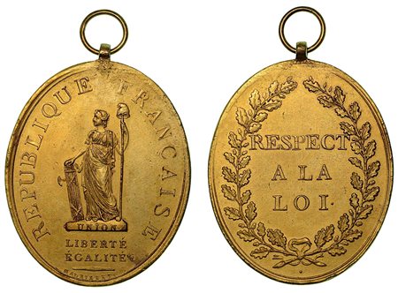 AMMINISTRATORI PROCURATORI DELLA REPUBBLICA., Medaglia ovale in bronzo dorato con anello d'epoca.