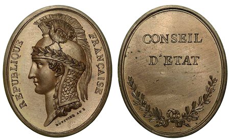 CONSIGLIO DI STATO (1799-1800)., Insegna ovale in bronzo.