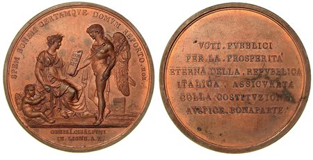 LA REPUBBLICA ITALICA PER IL COMIZIO DI LIONE., Medaglia in bronzo anno X.