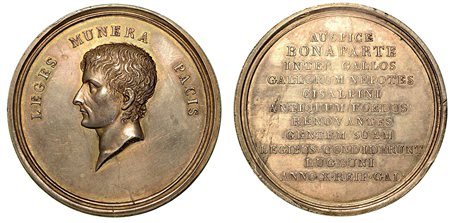 FONDAZIONE A LIONE DELLA REPUBBLICA ITALICA., Medaglia in argento anno X (1802), Lione.