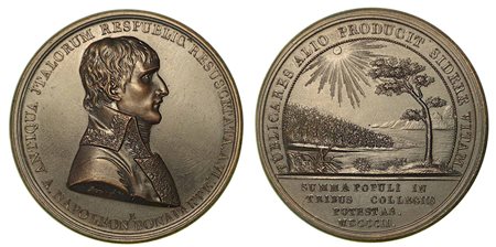 FONDAZIONE A LIONE DELLA REPUBBLICA ITALICA., Medaglia in bronzo (riconio) 1802.