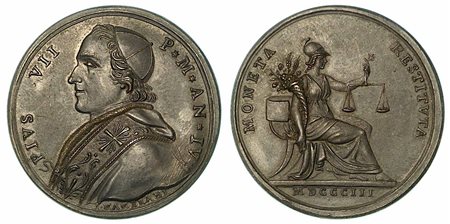 PIO VII, 1800-1823. RIFORMA DEL SISTEMA MONETARIO., Medaglia in bronzo anno IV (1803).