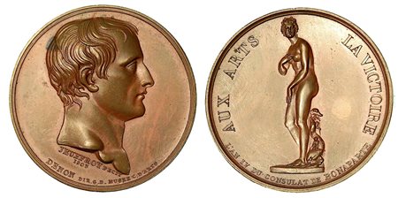 LA VENERE DEI MEDICI TRAFUGATA E PORTATA A PARIGI., Medaglia in bronzo 1803.