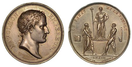 INCORONAZIONE DI NAPOLEONE A PARIGI., Medaglia in argento 1804.