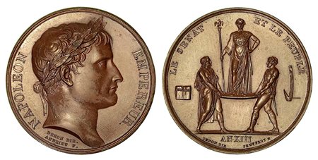 INCORONAZIONE DI NAPOLEONE A PARIGI., Medaglia in bronzo anno XIII (1804).