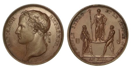 INCORONAZIONE DI NAPOLEONE A PARIGI., Medaglia in bronzo anno XIII (1804).