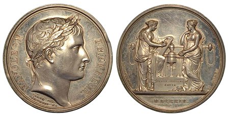 RISTABILIMENTO DELLA ZECCA DELLE MONETE E DELLE MEDAGLIE., Medaglia in argento 1804.