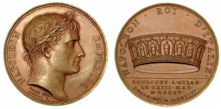 MILANO. INCORONAZIONE DI NAPOLEONE A RE D’ITALIA., Medaglia in bronzo 1805.