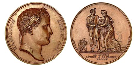 ANNESSIONE DELLA LIGURIA ALLA FRANCIA., Medaglia in bronzo 1805.