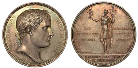 RICONQUISTA DELLE BANDIERE FRANCESI E INGRESSO DEL GENERALE NEY A INNSBRUCK., Medaglia in argento 1805.