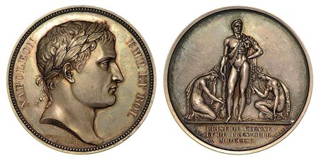 PRESA DI VIENNA E PRESBURGO., Medaglia in argento 1805, Parigi.