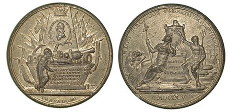 BATTAGLIA DI TRAFALGAR E LA MORTE DI NELSON., Medaglia in piombo 1805.