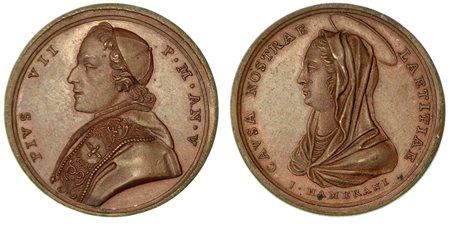 PIO VII, 1800-1823., Medaglia in bronzo anno V (1805).