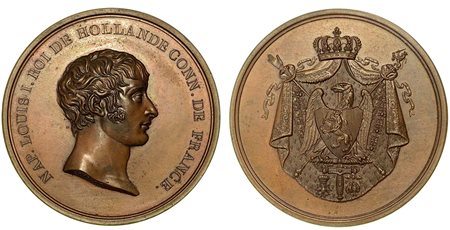 LUIGI NAPOLEONE RE D'OLANDA (1806-1810)., Medaglia in bronzo 1806, Utrecht.