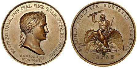 BATTAGLIA DI JENA., Medaglia in bronzo 1806, Milano.