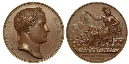 INAUGURAZIONE DELLA STRADA NIZZA-ROMA (31  dicembre 1807)., Medaglia in bronzo 1807.