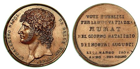 GIOACCHINO MURAT, 1808-1815. VOTI PUBBLICI PER LA PIAZZA MURAT., Medaglia in bronzo 1809, Napoli.