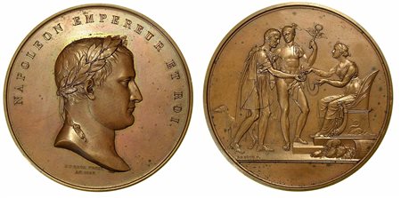 BANCA DI FRANCIA RICONOSCENTE., Medaglia in bronzo 1809.