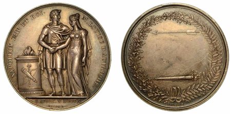 CERIMONIE PER IL MATRIMONIO DI NAPOLEONE CON MARIA LUIGIA D'AUSTRIA., Medaglia in argento 1810.