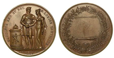 CERIMONIE PER IL MATRIMONIO DI NAPOLEONE CON MARIA LUIGIA D'AUSTRIA., Medaglia in bronzo 1810.