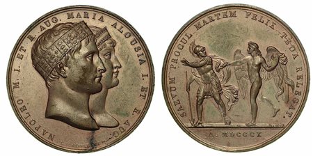 CERIMONIE PER IL MATRIMONIO DI NAPOLEONE CON MARIA LUIGIA D'AUSTRIA., Medaglia in bronzo 1810.