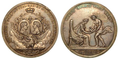 NASCITA DEL RE DI ROMA., Medaglia in argento 1811.