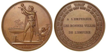 BATTESIMO DEL RE DI ROMA., Medaglia in bronzo 1811, Parigi.